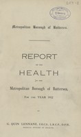 view Report on the health of the Metropolitan Borough of Battersea for the year 1912.