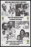 view Smiling families: family planning in Uganda. Colour lithograph by Delivery of Improved Services for Health II, 2001.