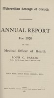 view Annual report for 1920 of the Medical Officer of Health.