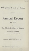 view Annual report for 1922 of the Medical Officer of Health.
