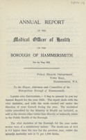 view Annual report of the Medical Officer of Health of the Borough of Hammersmith for the year 1922.