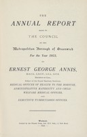 view The annual report made to the Council of the Metropolitan Borough of Greenwich for the year 1923.