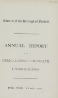 view Annual report of the Medical Officer of Health for the year 1919.