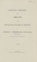 view Annual report on the health of the Metropolitan Borough of Deptford.