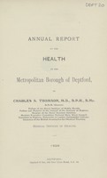 view Annual report on the health of the Metropolitan Borough of Deptford.