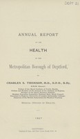 view Annual report on the health of the Metropolitan Borough of Deptford.