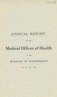 view Annual report of the Medical Officer of Health of the Borough of Hammersmith for the year 1926.