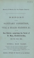 view Annual report of the Medical Officer of Health for the North District, comprising the Parish of St. Mary Stratford-le-Bow.