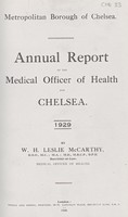 view Annual report of the Medical Officer of Health for Chelsea, 1929.