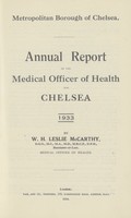 view Report of the Medical Officer of Health for the year 1933.