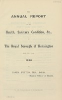 view [Report of the Medical Officer of Health for Kensington Borough].