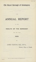 view [Report of the Medical Officer of Health for Kensington Borough].