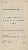 view [Report of the Medical Officer of Health for Battersea Borough].