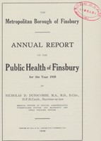 view [Report of the Medical Officer of Health for Finsbury Borough].