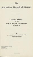 view [Report of the Medical Officer of Health for Finsbury Borough].