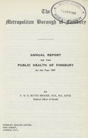 view [Report of the Medical Officer of Health for Finsbury Borough].