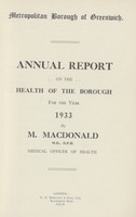 view [Report of the Medical Officer of Health for Greenwich Borough].