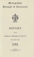 view [Report of the Medical Officer of Health for Greenwich Borough].