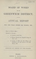 view [Report of the Medical Officer of Health for Greenwich District].