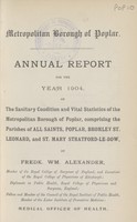 view [Report of the Medical Officer of Health for Poplar, Metropolitan Borough].