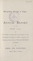 view [Report of the Medical Officer of Health for Poplar, Metropolitan Borough].