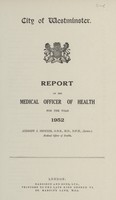 view [Report of the Medical Officer of Health for Westminster, City of].