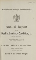 view [Report of the Medical Officer of Health for Wandsworth, Metropolitan Borough].