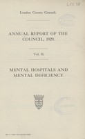 view [Report of the Medical Officer of Health for London County Council 1929].
