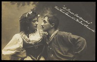 view Venie Clements and Bert Edwards acting in "La danse des Apaches". Photographic postcard, ca. 1910.