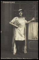 view A prisoner of war dressed in drag. Photographic postcard by L. Soudan, 191-.