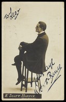 view K. Scott-Barrie in character. Photographic postcard, 1911.