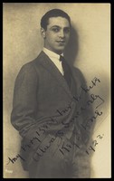 view Reg Stone wearing smart men's attire. Process print, 1923.