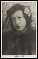 view George Coutts in drag. Photographic postcard, 194-.