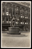 view Three blacksmiths with hammers. Photographic postcard after F. Nylund, 195-.