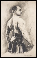 view The strongman Alexander Zass, called "Samson", seen partially from behind. Process print after K. Barber, 1928.