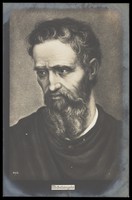 view A portrait of Michelangelo. Photographic postcard, 19--.