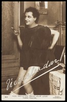 view Pierre Pradier in his dressing room. Photographic postcard, 191-.