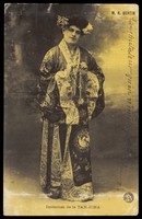 view Robert Bertin in drag as a geisha. Photographic postcard, ca. 1910.