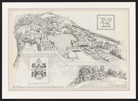 view The Wellcome Research Laboratories, Beckenham: bird's eye view. Drawing by V. New, 1981.