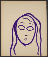 view The face of a girl (self-portrait aged 10). Watercolour by M. Bishop, 1967.