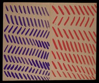 view Purple and red diagonals. Watercolour by M. Bishop, ca. 1977.