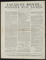 view Jacques Boyol, inventeur d'une machine, servant à guérir ou à soulager les maux qui n'ont pû l'être, ni par les remèdes ni par les eaux minérales : à ses concitoyens.