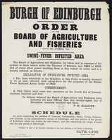 view Order of the Board of Agriculture and Fisheries (dated 28th December 1903) : swine infected area / T.H. Elliott, secretary ; David Lyon, Depute Town Clerk.