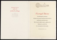 view Viceregal decree : prohibiting the extraction of papers, documents, and books from archives and libraries, and their sale to biscuit-makers, rocket-makers, apothecaries, shopkeepers, and the like, for consumption in their trades : Mexico City, December 10, 1799 / Miguel Joseph de Azanza.