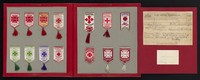 view Hospital Saturday Fund : [fold-out presentation album of T. Stevens and W.H. Grant's 14 street collection flags from between 1886 to 1897 with a 1996 congratulatory telegram from Mr. and Mrs. Eusden and their business card].