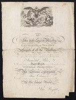 view To her most sacred Majesty, Catharine the second Empress of all the Russias, whose transcendent wisdom, admirable policy and parental affection, extended to every part of her vast dominions, have completed the immense work begun by the immortal Peter as a just tribute to this august princess, the avowed patroness of genius, and universal protectress of art, science and literature, these volumes are with the profoundest respect and gratitude dedicated by her imperial Majesty's most obedient and most devoted servant John Boydell / Tomkins scripsit, Ashby sculpsit.