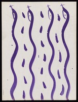 view Four snakes. Watercolour by M. Bishop, 1969.