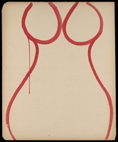 view The outline of a woman's body and breasts. Watercolour by M. Bishop, 1965.