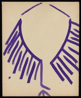 view A shape resembling a featureless face, or an eye (?). Watercolour by M. Bishop, 1968 (?).