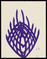 view A purple mesh of curved lines with spiky tips. Watercolour by M. Bishop, 1969.